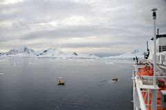 03A Preparing To Launch Kayaks With Lemaire Island At Almirante Brown Station From Quark Expeditions Antarctica Cruise Ship